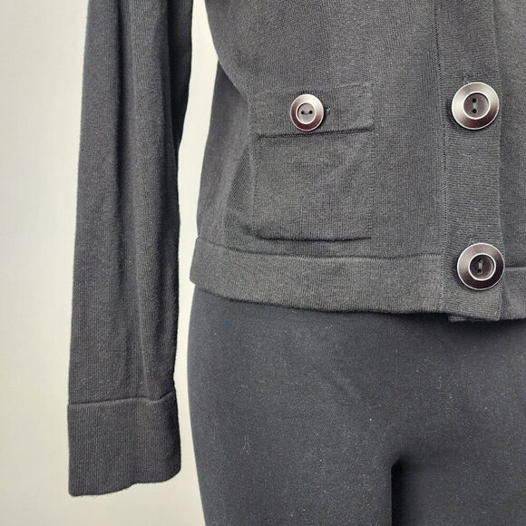 CABI Black Cotton Knit Goals Button Up Cardigan Size M - Picture 4 of 9